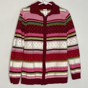 Gymboree Girls Fair Isle Colorful Zip Cardigan Sweater Size S 5-6